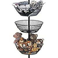 New Four Basket Black Powder Coat Finish Spinner Rack - 63 inch H 22 inch Dia