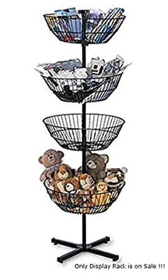 New Four Basket Black Powder Coat Finish Spinner Rack - 63 inch H 22 inch Dia