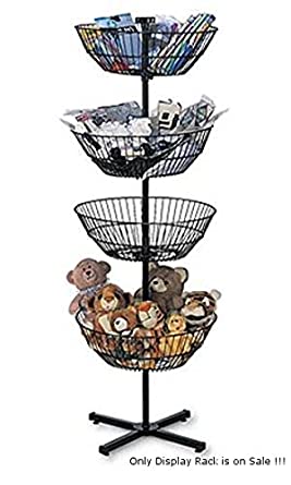 New Four Basket Black Powder Coat Finish Spinner Rack - 63 inch H 22 inch Dia