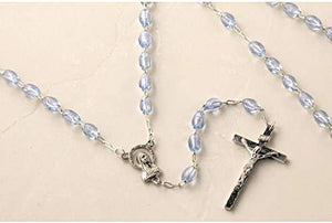 Catholic & Religious Gifts, Rosary Beads Silver/Aqua 18"