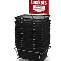 Shopping Basket Set in Black Metal,Wire Basket, Wire Shopping Perfect for Retail, Thrift, Grocery, and Convenience Stores, Set for Shopping,Laundry 17 W x 12 D x 7 H Inches - Set of 12