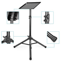 Neewer Deluxe 36.2-51.2 inches/92-130 centimeters Adjustable and Collapsible Heavy-Duty Laptop Stand with Solid Tripod Base and Non-slip Rubber Caps, Black
