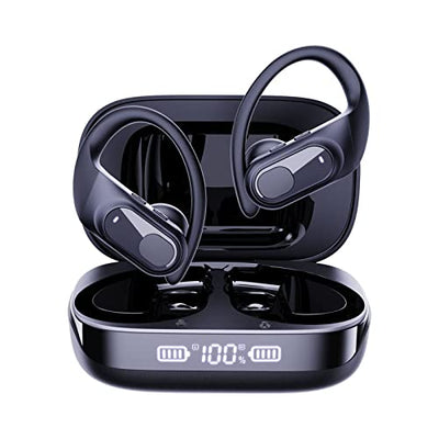 Wireless Earbuds 70Hrs Playtime Bluetooth 5.3 Ear buds with Mic Wireless Charging Case LED Display Headphones IPX7 Waterproof Over Ear Earhooks Headset Sport Earphones Wireless Bluetooth Earbuds