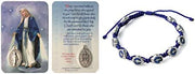 Catholic & Religious Gifts, Bracelet Weave Blue Adjustable with Prayer Card English