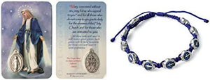 Catholic & Religious Gifts, Bracelet Weave Blue Adjustable with Prayer Card English