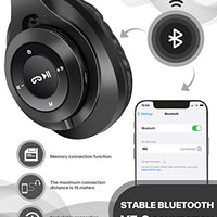 Kids Bluetooth Headphones, Wireless Headphones for Kids, Over Ear Kids Headphones with Built-in Microphone Soft Earmuffs Foldable Stereo-Bass Aux 3.5mm Cord, Children's Headsets for Boy Girl (Black)