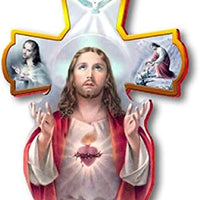 Catholic & Religious Gifts, Cross Wall Sacred Heart Jesus 8.25"