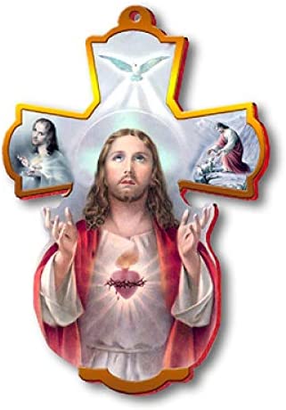 Catholic & Religious Gifts, Cross Wall Sacred Heart Jesus 8.25"