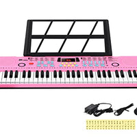 24HOCL 61 Keys Keyboard Piano, Kids Piano Keyboard with UL Adapter, Stand, Built-In Speaker, Mic, Portable Electronic Keyboard for Boys, Girls, Beginners Birthday Holidays Best Gifts