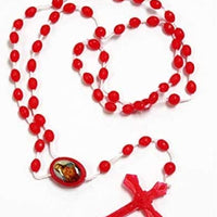 Catholic & Religious Gifts, 25pc Rosary Plastic Sacred Heart Jesus RED, 5MM 17"