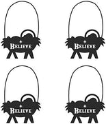 Rustic Ornaments, Believe Manger Silhouette Hanging Christmas Tree Ornament, 4 1/2 Inches, Pack of 4
