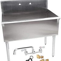 36" x 21" x 14D" Stainless Steel One Compartment Commercial Utility Sink w/ 8" Centers and 12" Swing Spout, Wall Mount Installation Kit Included -COMPLETE SET