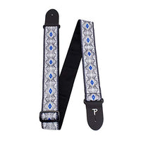 Perri’s Leathers Ltd. - Guitar Strap - Nylon - Jacquard – Royal Silver - Adjustable - for Acoustic / Bass / Electric Guitars - Made in Canada (TWS-7277)