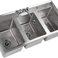 3-Compartment 37" x 19" Stainless Steel Kitchen Drop-In Sink 10" x 14" x 10" stainless steel 3 compartment drop-in sink!
