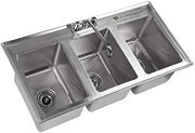 3-Compartment 37" x 19" Stainless Steel Kitchen Drop-In Sink 10" x 14" x 10" stainless steel 3 compartment drop-in sink!