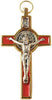 Catholic & Religious Gifts, Small Crucifix ST Benedict Gold RED 3"