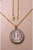 Catholic & Religious Gifts, Necklace Gold Linked Chain ST Benedict Medal 1.5"