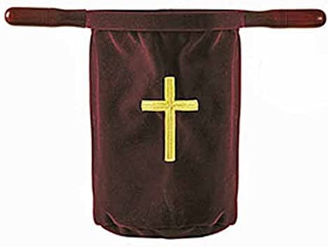 Embroidered Cross Offering Bags - Burgundy (2)