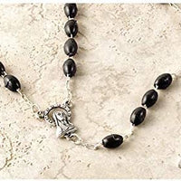12pc Catholic & Religious Gifts, Rosary Plastic Black Silver 5MM 18"