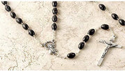 12pc Catholic & Religious Gifts, Rosary Plastic Black Silver 5MM 18"