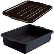 20" x 15" x 5" Black Polyethylene Plastic Bus Tub, Bus Box W/Lid