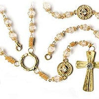 Catholic & Religious Gifts, Rosary Glass Beads W/Gold Chain with Delux Box