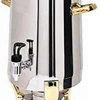 3 Gallon 48 CupDeluxe Stainless Steel Coffee Chafer Urn Gold Accents Height:19 1/2 Inches