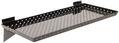 Perforated Metal Shelf in Black 24 W x 10 D x 1 Inches for Slatwall - Set of 2