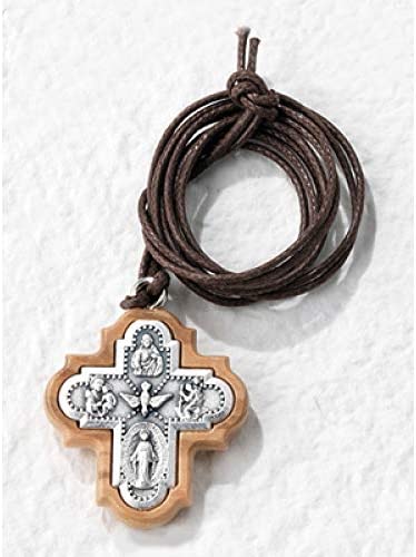Catholic & Religious Gifts, Necklace Confirmation Wood Inlay Metal Crucifix