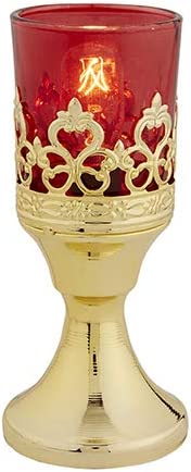 Christian Brands Standing Votive Glass Holder W/Ruby Glass - Electric