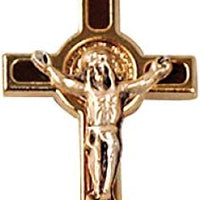 12pc Catholic & Religious Gifts, Small Crucifix ST Benedict Gold Brown 1.5"