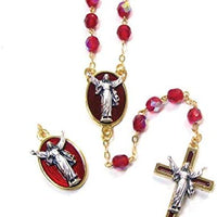 Catholic & Religious Gifts, Rosary Glass Beads Risen Christ RED with Pendant 19" 5MM