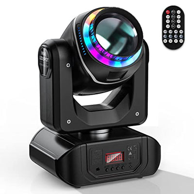 U`King 80W LED Moving Head Light Rotating 18-Facet Prism DJ Lighting Stage Lights with 10 Gobos and 7 Colors Beam Spotlight by DMX and Sound Activated for Parties Wedding Church Live Show Bar Club