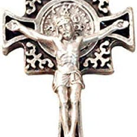 Catholic & Religious Gifts, Small Crucifix ST Benedict Silver Blue 1-1/2"