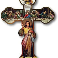 Catholic & Religious Gifts, Cross Wall Divine Mercy 3 English 8.25"