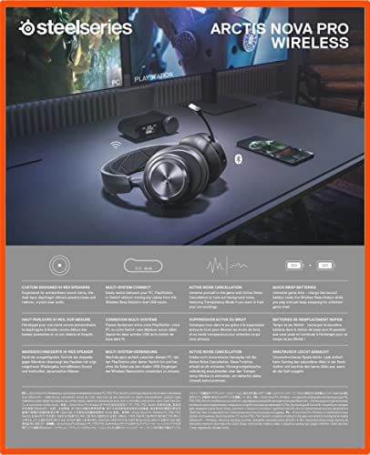 SteelSeries Arctis Nova Pro Wireless Multi-System Gaming  Headset - Premium Hi-Fi Drivers - Active Noise Cancellation - Infinity  Power System - Stealth Retractable Mic - PC, PS5/PS4, Switch, Mobile :  Video Games