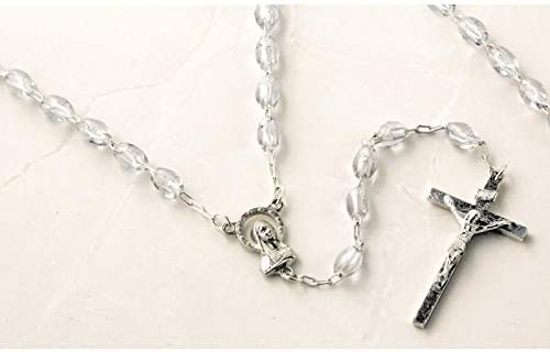 Catholic & Religious Gifts, Rosary Silver Clear 6MM 18"