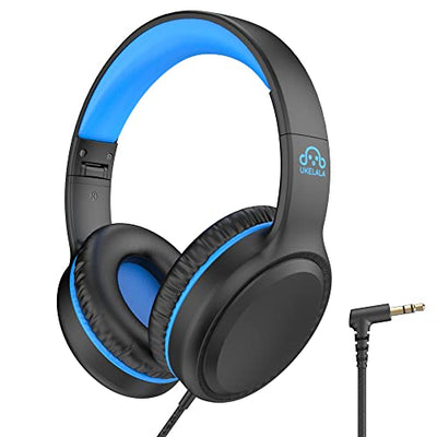 UKELALA Over Ear Wired Blue Headphones for Boys Folding Corded Headphones for Youth Student Children Portable Stereo Headphones Compatible with Computer PC Phone for School Classroom