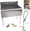36" X 21" X 14" Bowl Stainless Steel Commercial Utility Prep 36" 1 Sink W/ 1.15 GPM Wall-Mounted Pre-Rinse Assembly with 8" Centers and 12" Add On Faucet - COMPLETE SET