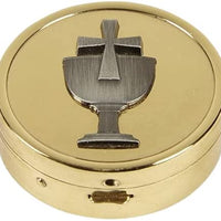 Chalice Embossed Solid Brass Pyx with Drawstring Burse