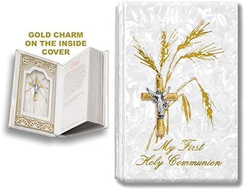 Catholic & Religious Gifts, First Communion Missal Book White English Gold SCRUCIFIX34G