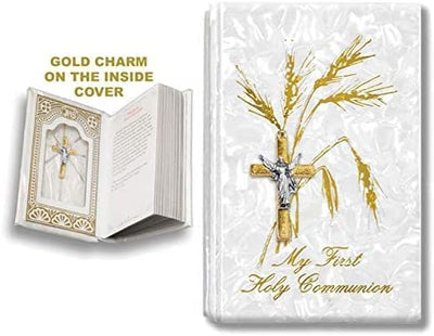 Catholic & Religious Gifts, First Communion Missal Book White English Gold SCRUCIFIX34G