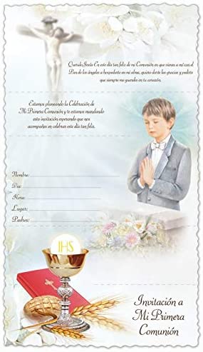 Catholic & Religious Gifts, First Communion Invitation English W/Envelope POP-UP BOY W/Envelope 100/PKG