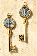 12pc Catholic & Religious Gifts, Key of Heaven ST Benedict - 2" Gold W/Silver Medal