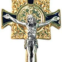Catholic & Religious Gifts, Small Crucifix ST Benedict Gold Black 1-1/2"