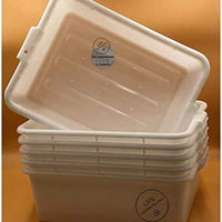 6 Pack 20" x 15" x 7" White Polypropylene Bus Plastic Restaurant Dishwasher Tub Food Storage Box