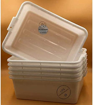 6 Pack 20" x 15" x 7" White Polypropylene Bus Plastic Restaurant Dishwasher Tub Food Storage Box