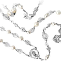 Catholic & Religious Gifts, Rosary Silver River Pearl Glass and Filigree Beads