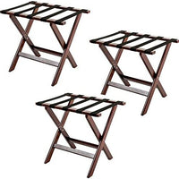 3 PACK Luggage Suitcase Rack Wood Folding Hotel Shelf Stand Tray Cart Red Brown