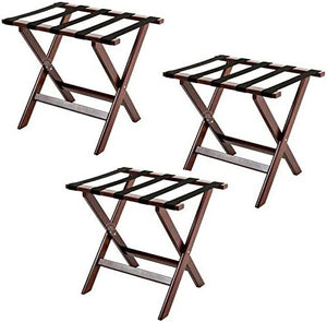 3 PACK Luggage Suitcase Rack Wood Folding Hotel Shelf Stand Tray Cart Red Brown